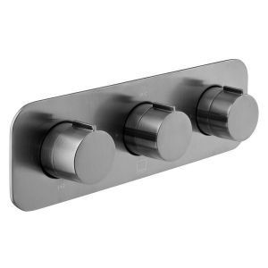 Vado Individual Altitude Brushed Gunmetal Horizontal Three Outlet Thermostatic Shower Valve