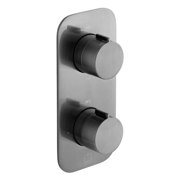Vado Individual Altitude Brushed Gunmetal Two Outlet Thermostatic Shower Valve