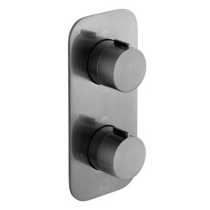 Vado Individual Altitude Brushed Gunmetal Horizontal Two Outlet Thermostatic Shower Valve