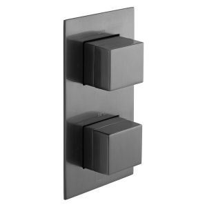 Vado Individual Notion Brushed Gunmetal Two Outlet Thermostatic Shower Valve