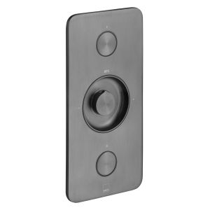 Vado Individual Zone Vertical Brushed Gunmetal 2 Outlet Push Button Thermostatic Shower Valve
