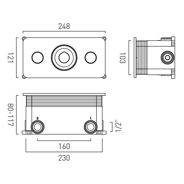 Vado Individual Zone Horizontal Brushed Gunmetal 2 Outlet Push Button Thermostatic Shower Valve #2