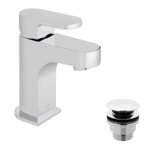 Vado Life Chrome Mini Basin Mixer Tap with Universal Waste