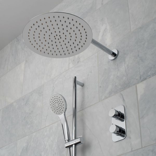 Vado Tablet Altitude Chrome 2 Outlet Thermostatic Shower Pack with Riser Rail #2