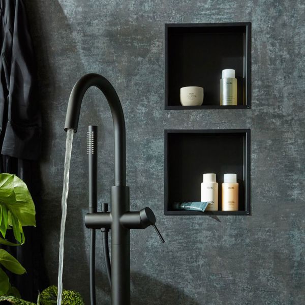 Vado Muse Matt Black Shower Niche 323 x 323mm #2