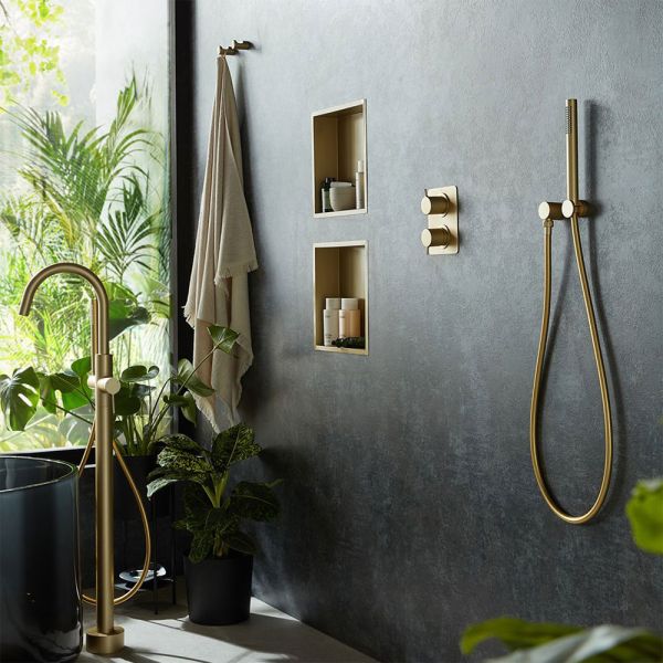 Vado Muse Satin Brass Shower Niche 323 x 323mm #2
