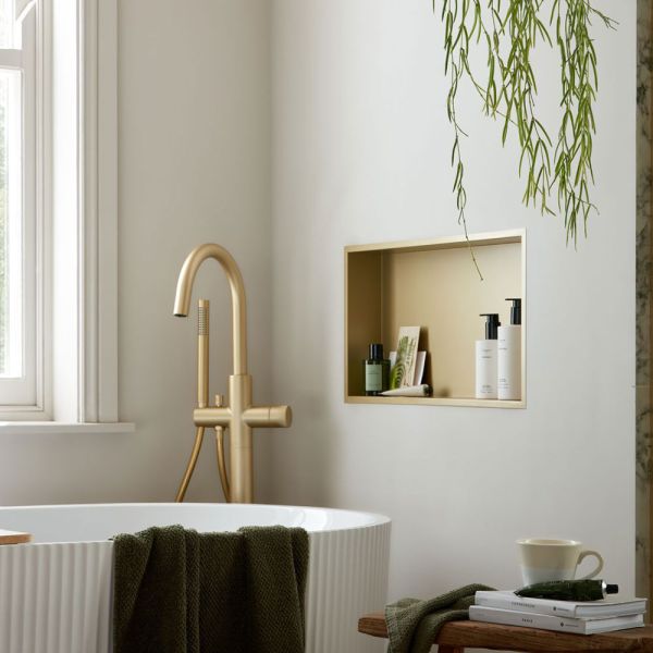 Vado Muse Satin Brass Shower Niche 623 x 323mm #2