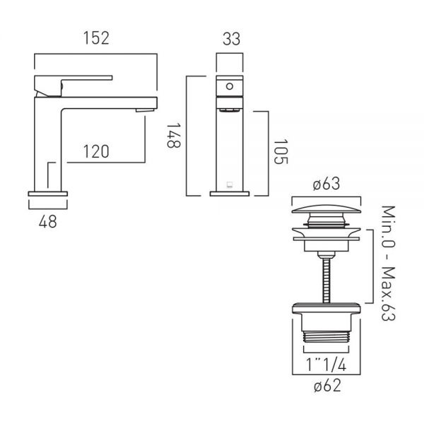 Vado Notion Chrome Mono Basin Mixer Tap with Universal Waste #5