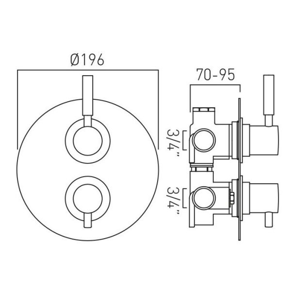 Vado Origins 2 Way Wall Mounted Concealed Valve With Integrated Diverter #3
