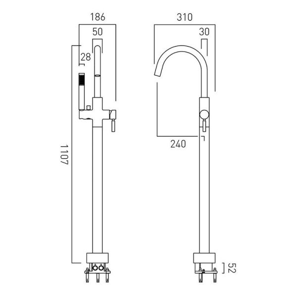Vado Origins Chrome Floor Standing Bath Shower Mixer Tap #4