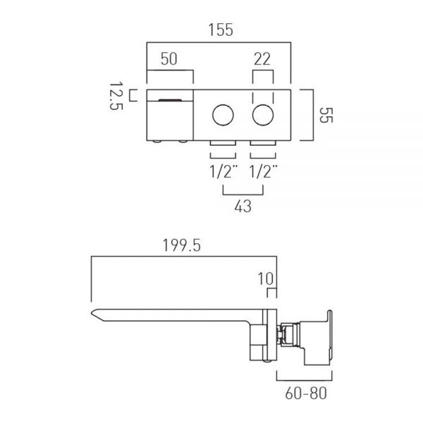 Vado Omika Chrome Wall Mounted Basin Mixer Tap #4