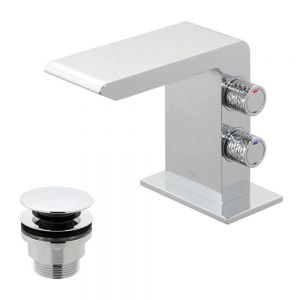 Vado Omika Chrome Mini Basin Mixer Tap with Universal Waste