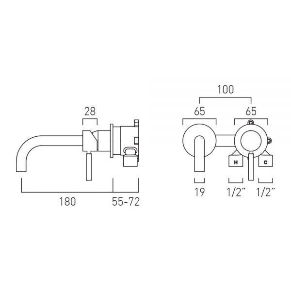 Vado Origins Chrome Wall Mounted Basin Mixer Tap #4