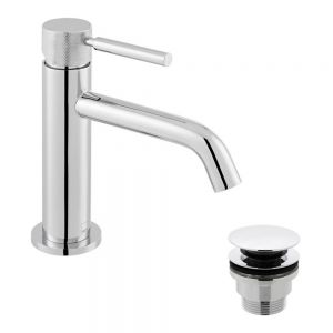 Vado Origins Knurled Chrome Mono Basin Mixer Tap with Universal Waste