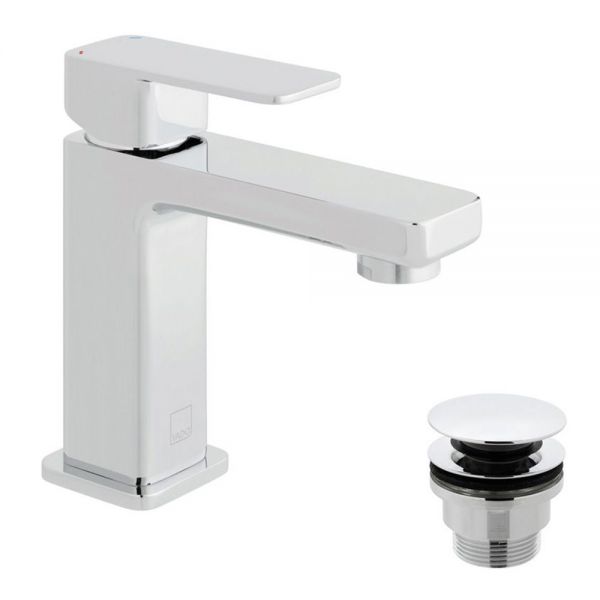 Vado Phase Chrome Mini Basin Mixer Tap with Universal Waste