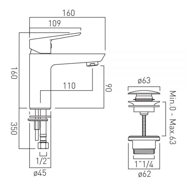Vado Photon Chrome Mono Basin Mixer Tap with Universal Waste #5