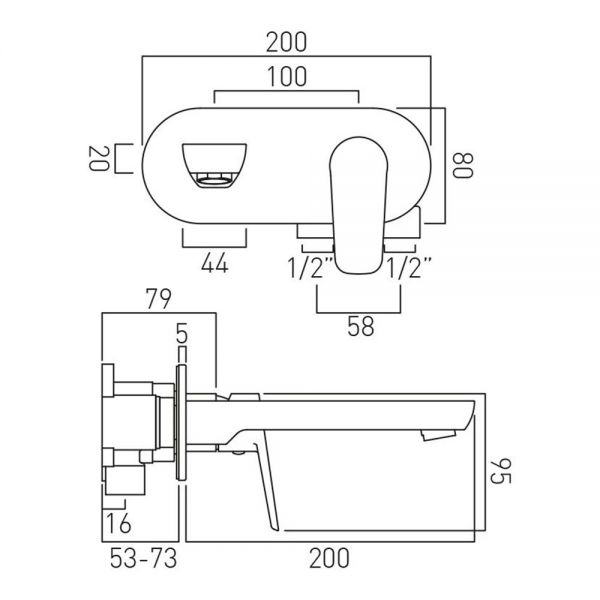Vado Photon Chrome Wall Mounted Basin Mixer Tap #3