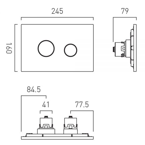 Vado Individual Round Dual Flush Plate Brushed Black #2