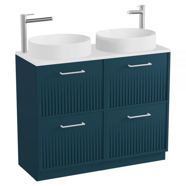 Vado Safari Floor Mounted Atlantic Blue Fluted Vanity Unit 1000mm #2