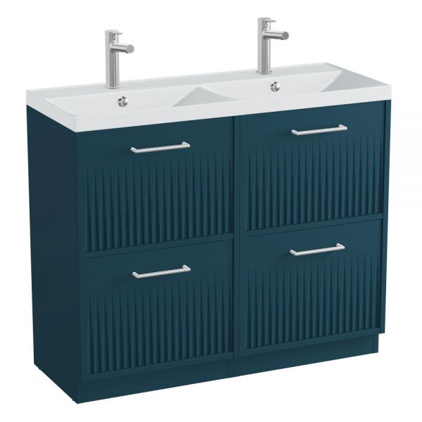 Vado Safari Floor Mounted Atlantic Blue Fluted Vanity Unit 1000mm