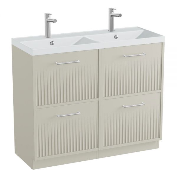 Vado Safari Floor Mounted Cashmere Fluted Vanity Unit 1000mm