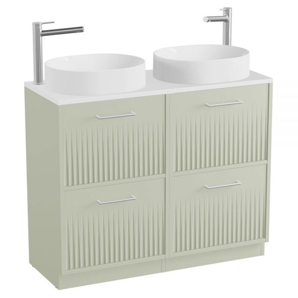 Vado Safari Floor Mounted Sage Green Fluted Vanity Unit 1000mm #2