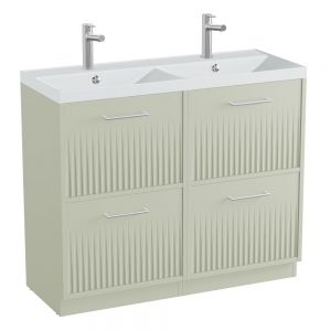 Vado Safari Floor Mounted Sage Green Fluted Vanity Unit 1000mm