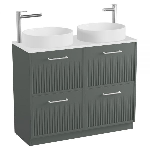 Vado Safari Floor Mounted Charcoal Grey Fluted Vanity Unit 1000mm #2
