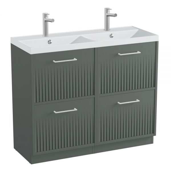 Vado Safari Floor Mounted Charcoal Grey Fluted Vanity Unit 1000mm