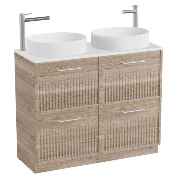 Vado Safari Floor Mounted Natural Oak Fluted Vanity Unit 1000mm #2