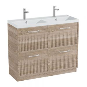 Vado Safari Floor Mounted Natural Oak Fluted Vanity Unit 1000mm