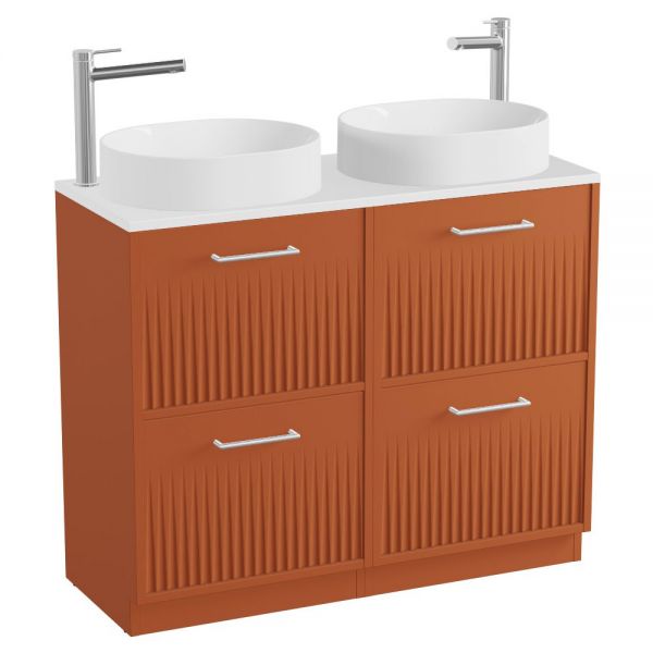Vado Safari Floor Mounted Terracotta Fluted Vanity Unit 1000mm #2