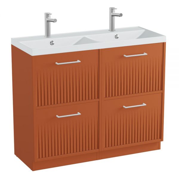 Vado Safari Floor Mounted Terracotta Fluted Vanity Unit 1000mm