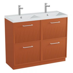 Vado Safari Floor Mounted Terracotta Fluted Vanity Unit 1000mm