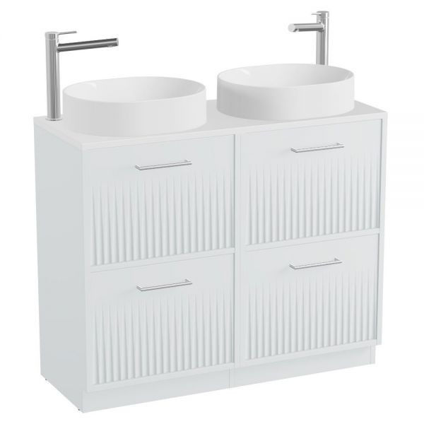 Vado Safari Floor Mounted Arctic White Fluted Vanity Unit 1000mm #2