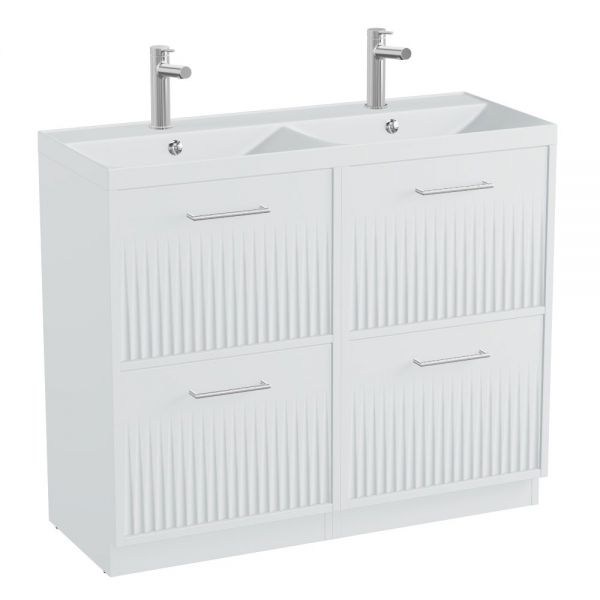 Vado Safari Floor Mounted Arctic White Fluted Vanity Unit 1000mm