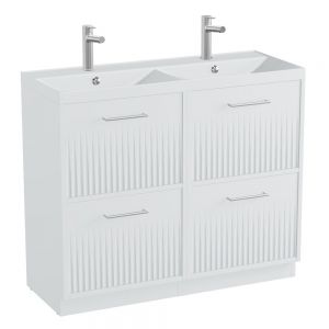 Vado Safari Floor Mounted Arctic White Fluted Vanity Unit 1000mm