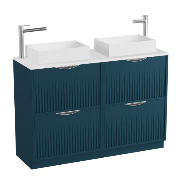 Vado Safari Floor Mounted Atlantic Blue Fluted Vanity Unit 1200mm #2