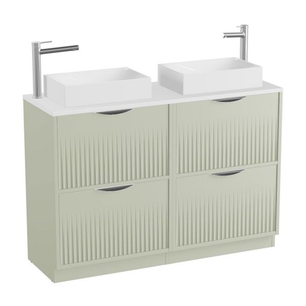 Vado Safari Floor Mounted Sage Green Fluted Vanity Unit 1200mm #2