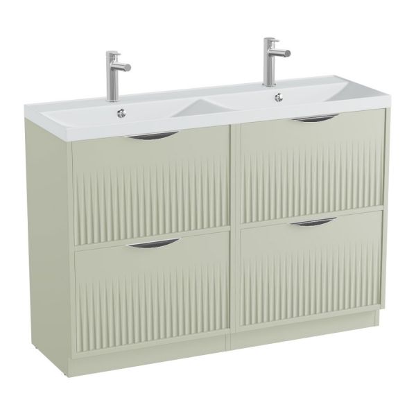 Vado Safari Floor Mounted Sage Green Fluted Vanity Unit 1200mm