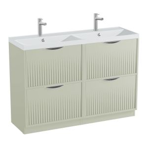 Vado Safari Floor Mounted Sage Green Fluted Vanity Unit 1200mm