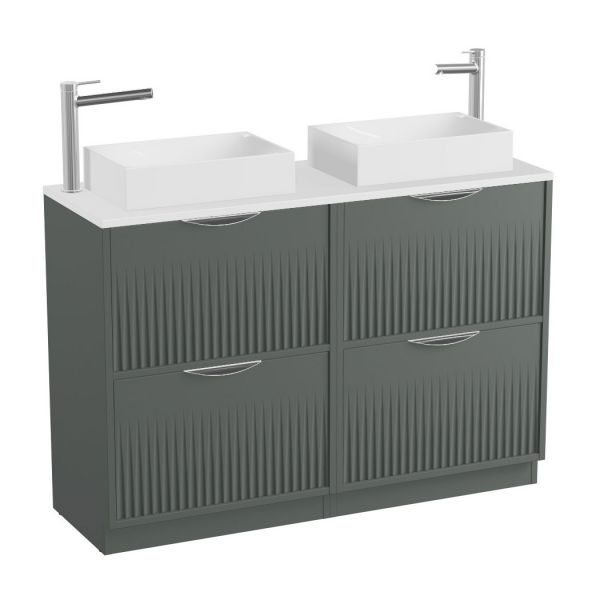 Vado Safari Floor Mounted Charcoal Grey Fluted Vanity Unit 1200mm #2