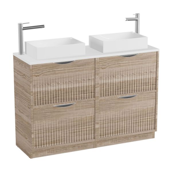 Vado Safari Floor Mounted Natural Oak Fluted Vanity Unit 1200mm #2
