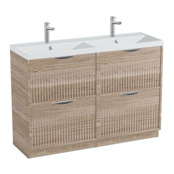 Vado Safari Floor Mounted Natural Oak Fluted Vanity Unit 1200mm