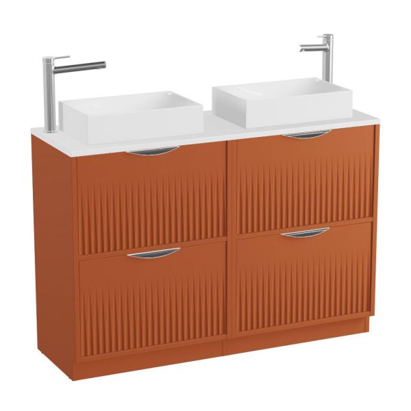 Vado Safari Floor Mounted Terracotta Fluted Vanity Unit 1200mm #2