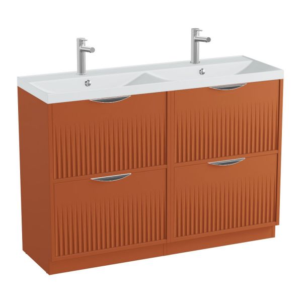 Vado Safari Floor Mounted Terracotta Fluted Vanity Unit 1200mm