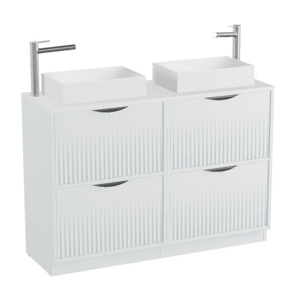 Vado Safari Floor Mounted Arctic White Fluted Vanity Unit 1200mm #2