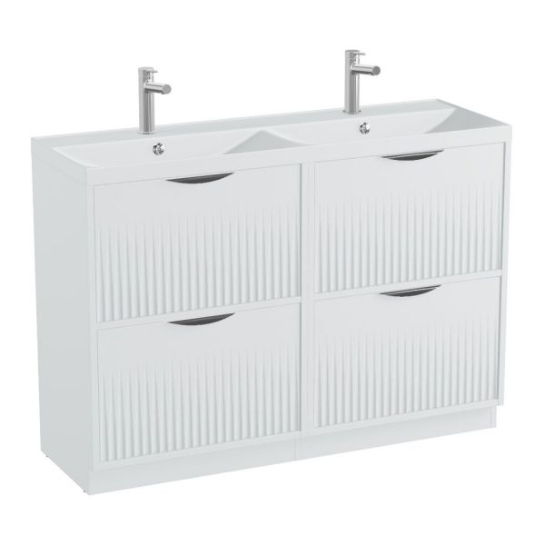 Vado Safari Floor Mounted Arctic White Fluted Vanity Unit 1200mm
