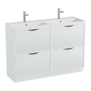 Vado Safari Floor Mounted Arctic White Fluted Vanity Unit 1200mm