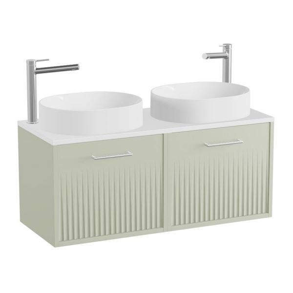 Vado Safari Wall Hung Sage Green Fluted Vanity Unit 1000mm #2